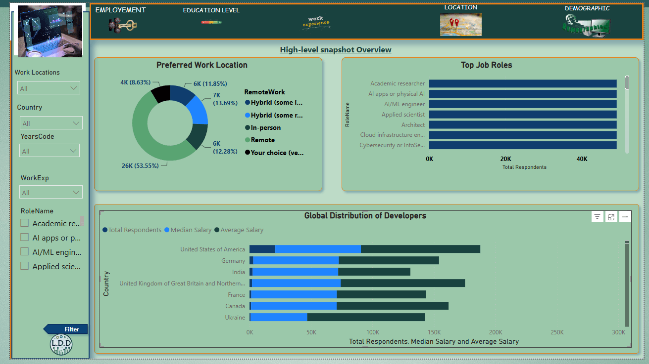 Developer employment and salary analysis executive overview