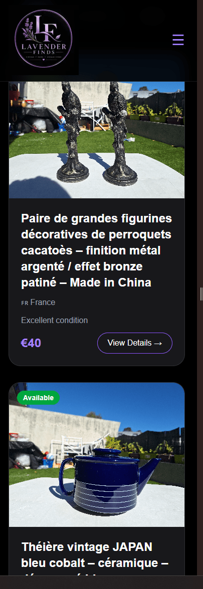 Lavender Finds mobile storefront