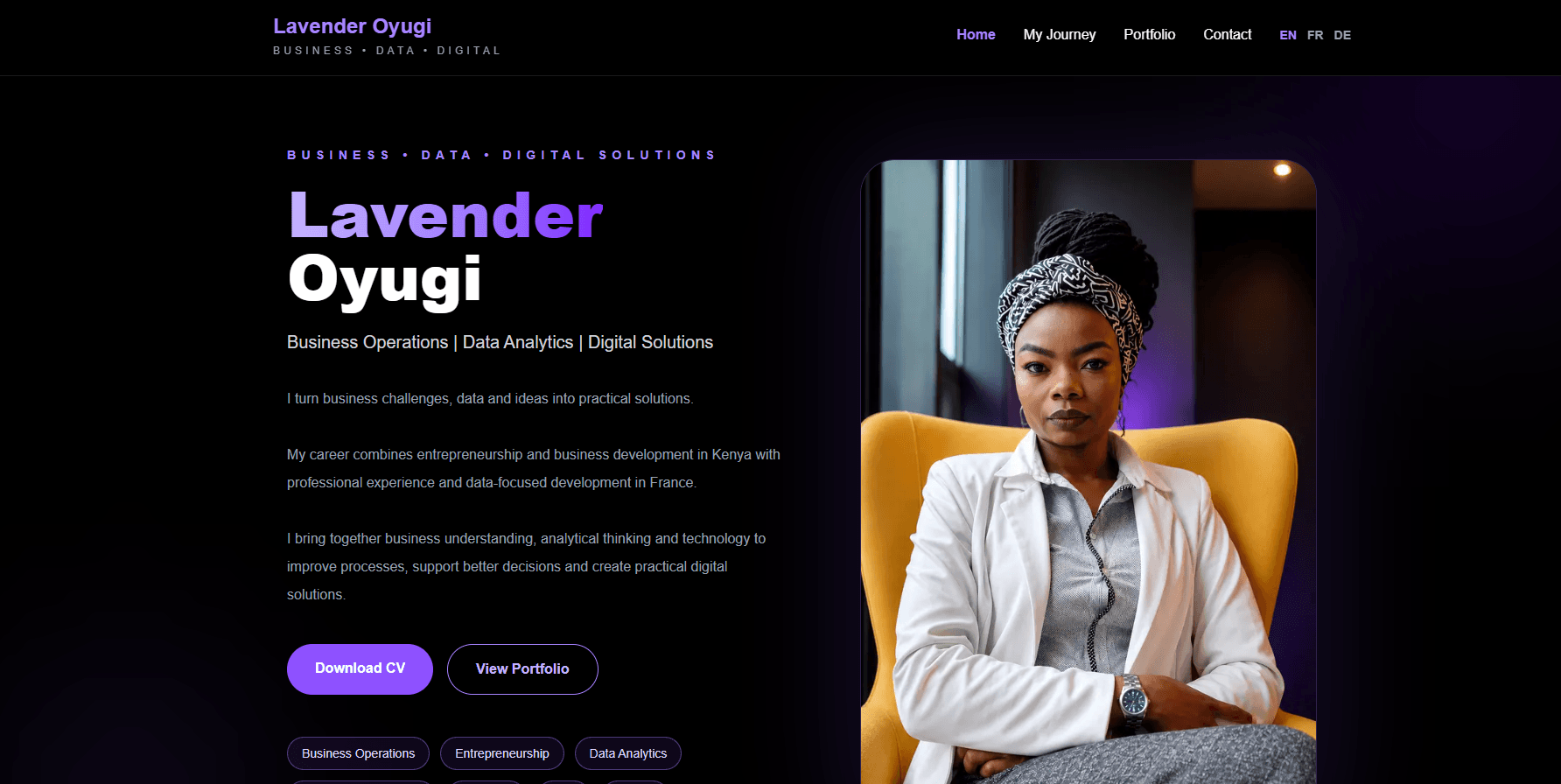 Lavender Professional Platform desktop homepage