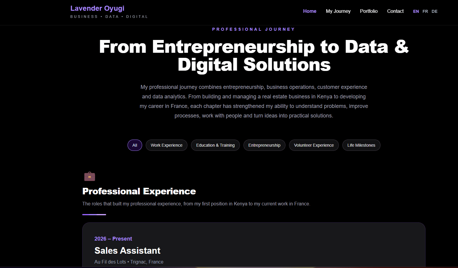 Lavender Professional Platform professional journey